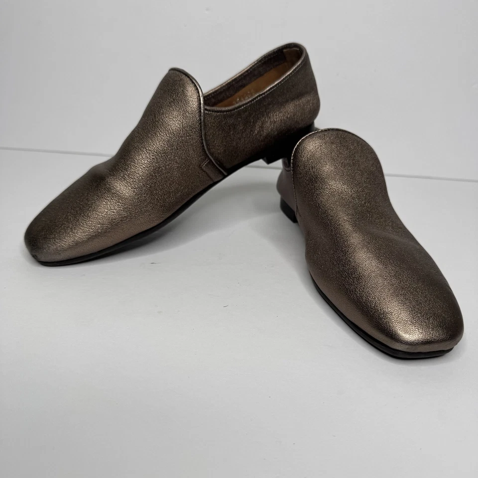Туфли женские Aquatalia размер 6,5 бронзовые мокасины без шнуровки сделано в Италии кожа - Изображение 4 из 4