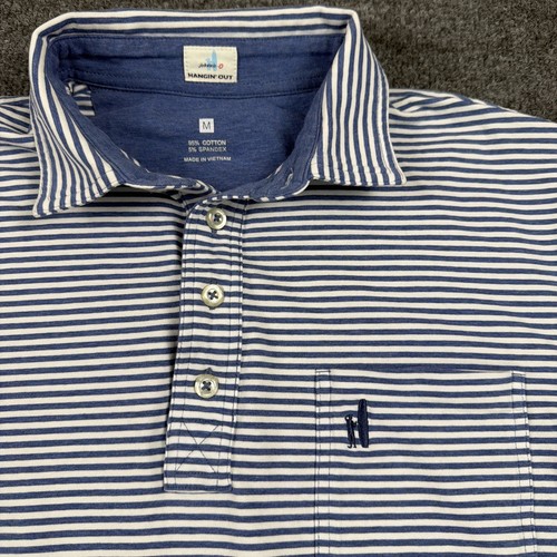 Johnnie O hanging out striped polo size medium preppy golf short sleeve - Picture 2 of 5
