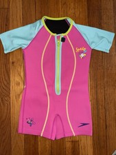 Speedo Neoprenanzug Jugend 4T Pink Rash Guard Shorty Zip Front UV 50+ Block Burn