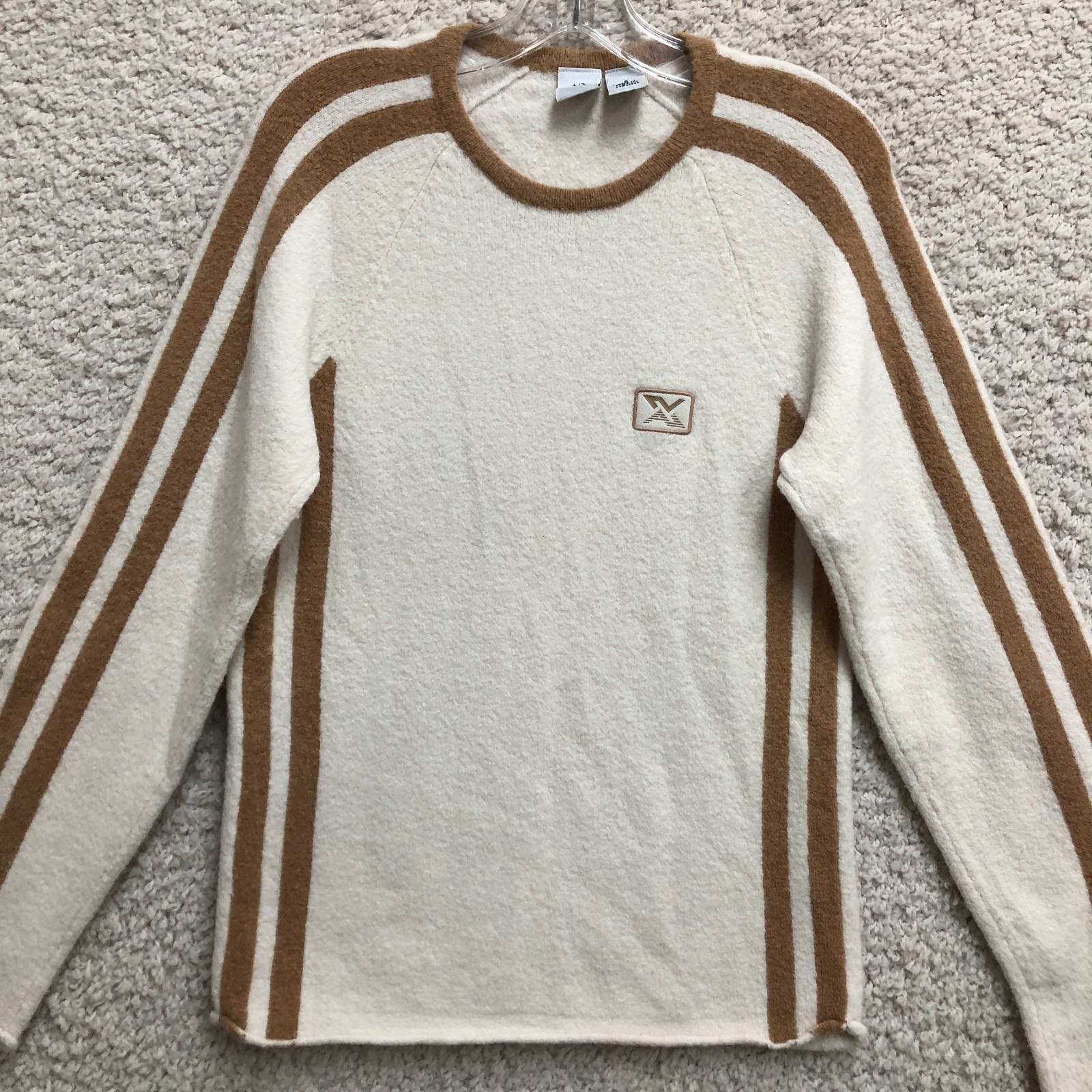 VINTAGE Armani Exchange Sweater Small Adult Beige Striped Wool Long Sleeve Women