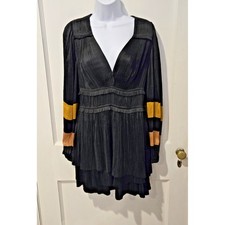 Ulla Johnson Corrine Women's Accordion Pleats Tiered Skirt Black Mini Dress 8