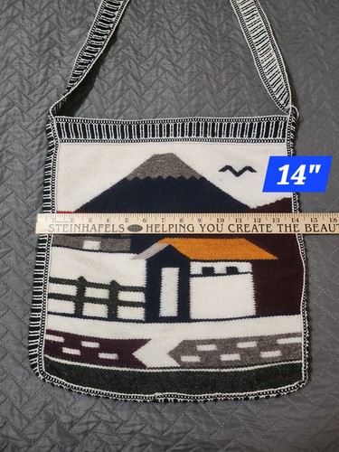 Artesantas El Campesino Handmade Woven Wool Scenic Design Shoulder Bag Ecuador - Picture 5 of 9