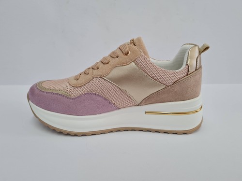 Inblu Sneakers Donna in Ecopelle e Tessile Con Zeppa e Lacci, Ienne - 027 (Viola - Imagen 4 de 5