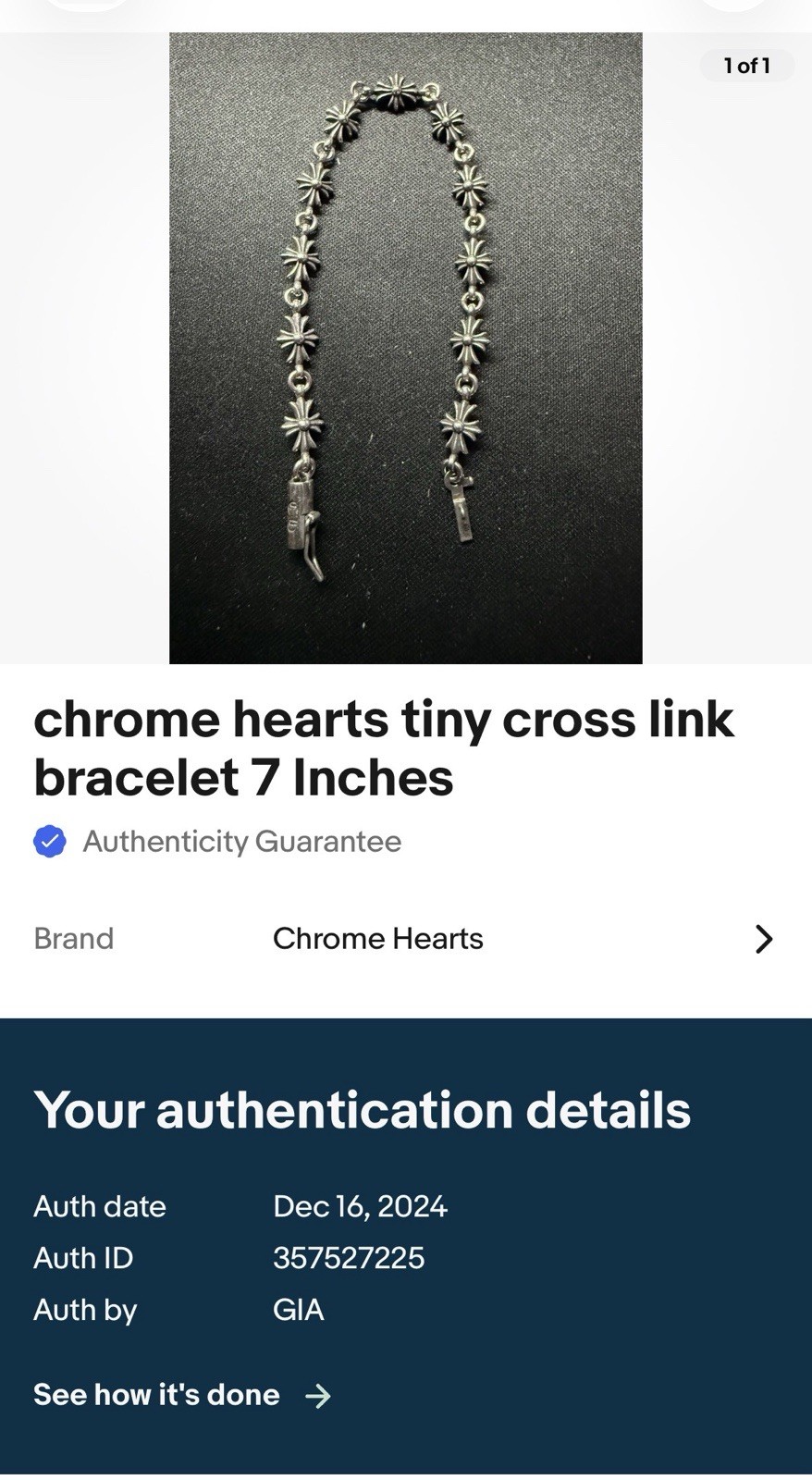 chrome hearts tiny e bracelet Silver Authenticate… - image 7