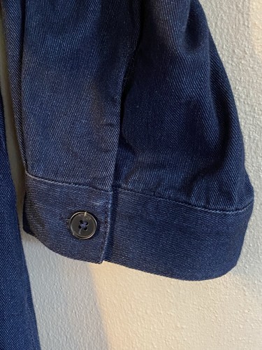 Toast Indigo Blue Cotton Twill Soft Denim Box Pleat A Line Midi Dress Pockets 18 - Picture 12 of 14