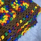 VTG 70’s Granny Afghan Blanket Throw Handmade Crochet Vibrant African Soft 48x60