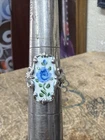 Vintage Rare Beau Sterling Silver Enamel Blue Flower Ring Size 6