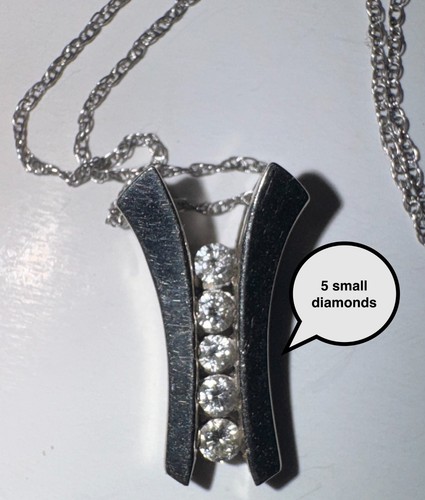 SPECTACULAR 10K Gold 5-Diamond Ladder Journey Pendant & Chain 2.6 grams TW G-204 - Picture 2 of 19