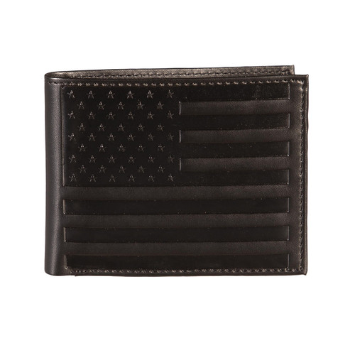 Black Bi-Fold American Flag Wallet USA Leather for Men Money and Card Organizer - Picture 1 of 6