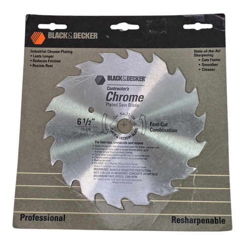 Black & Decker 6-1/2" 18 Teeth Combo Rip Crosscut Miter Saw Blade 73-106 NOS USA - Picture 2 of 5