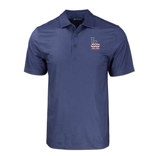Los Angeles Dodgers Cutter & Buck Stars & Stripes Pike Eco Tonal Geo Polo NUOVO 2X - Foto 2 di 3