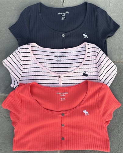 Abercrombie Kids Girls Short Sleeve Shirts Lot of 3 Size 15/16 XL Bundle - Picture 2 of 8