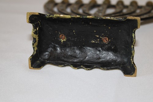 Vintage Menorah Mid Century Brass Hanukkah Jewish Judaica Made In Israel - Picture 13 of 15