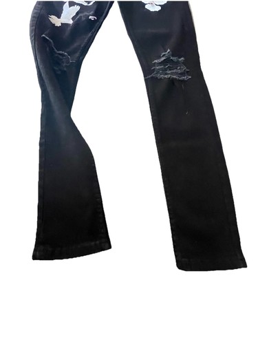 Pantalones de mezclilla Boohoo Hombre ajustados elásticos apilados con estampado de paloma LAVADOS NEGROS-30R NUEVOS CON ETIQUETAS - Imagen 7 de 14