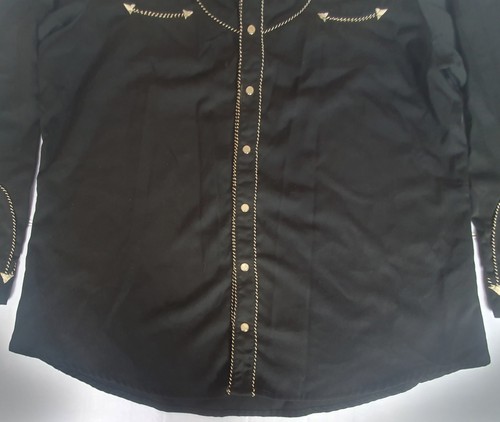 Scully Western Shirt Pearl Snap Buttons Mens XL Black Long Sleeve Music Notes - Picture 7 of 24