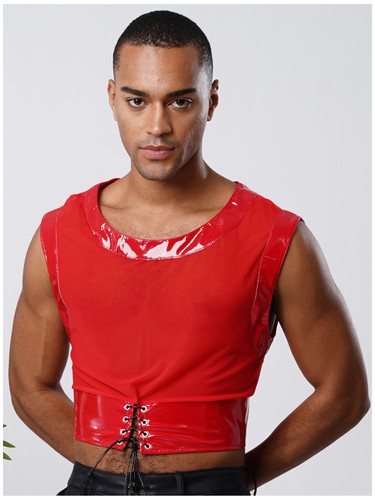 Hombres Camisas Camiseta Interior Prendas para el torso Cortas Charol Ribete Chaleco Rave Cuello Redondo Fiesta - Imagen 15 de 57