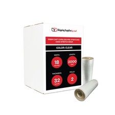 2 Roll 32 Gauge Coreless Stretch Film Shrink Hand Wrap 18" x 2000' Clear