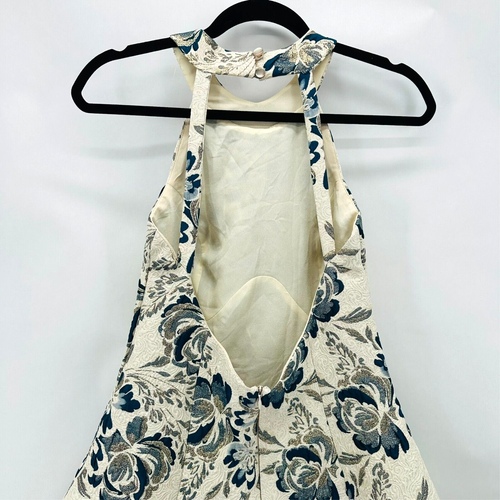 Vestido Dress the Population Hannah M Floral Azul Plata Brocado Baile de graduación Fiesta Hoco - Imagen 4 de 11