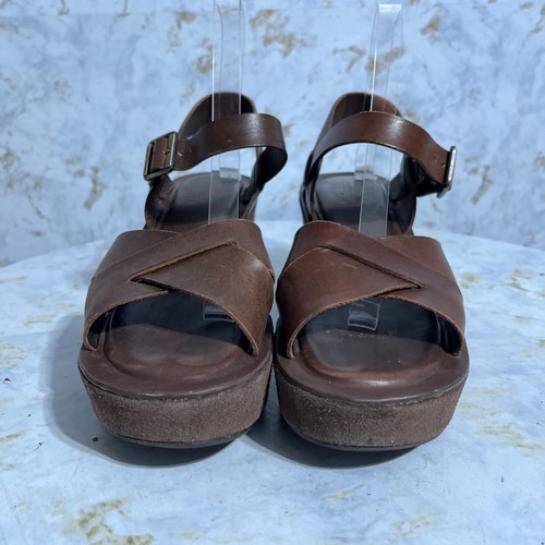 Kork Ease Ava Damenschuhe Größe 9M braun Leder Keilabsatz Plateau modische Sandalen - Bild 2 von 13