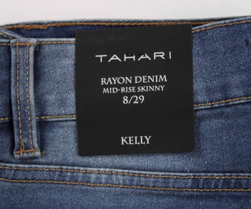 Tahari Damen Jeans 8 29x27 Kelly Mid-Rise Skinny Denim Stretch Hose Blau Waschung - Bild 6 von 6