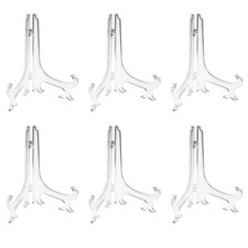 6 Pack 10 Inch Clear Plastic Easels Plate Stand Holders for Wedding Table Decor