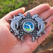 KEY WEST FL, MONROE SHERIFFS OFFICE Hammerhead Challenge Coin AntiqueSilver