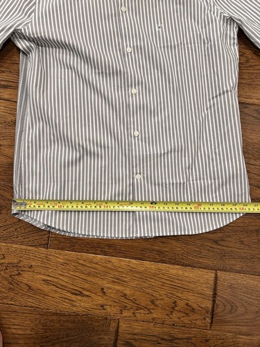 NWT Express Slim 1MX Button Up Shirt Mens MEDIUM White Gray Striped - Fast S/H - Picture 13 of 15