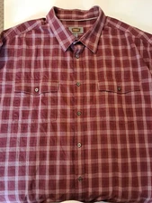 The Foundry Supply Co Plaid Burgundy Button Down Shirt Mens 4XLT 100% Cotton 