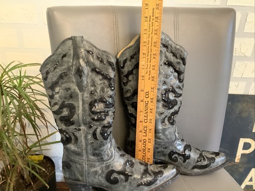 Corral Damen-Cowboystiefel Größe 6,5 M Carmen A1065 schwarz grau Pailletten-Einlage Leder - Bild 8 von 17