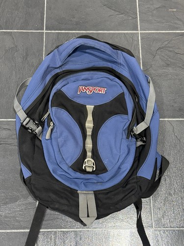 Mochila escolar de senderismo Jansport Airlift clásica azul negra bolsa de viaje de camping - Imagen 1 de 8