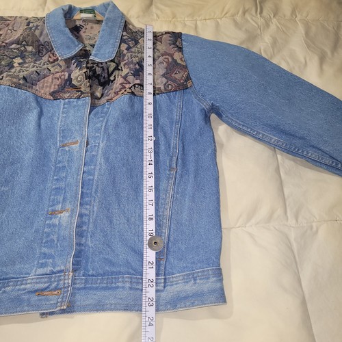 Vintage LL Bean Womens Small Denim Jacket Tapestry Shoulders/Cuffs Made In USA! - Picture 5 of 10