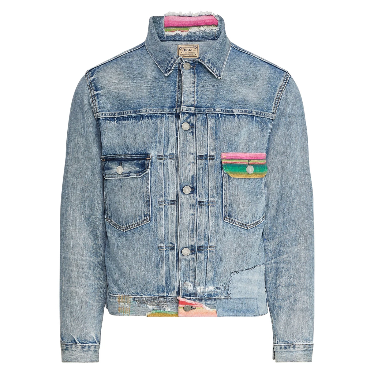 $298 NWT POLO RALPH LAUREN Men's Serape Repaired Denim Jean Trucker Jacket  XXL | eBay
