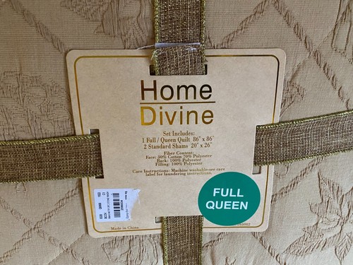 New Queen Blanket Set Home Divine W/2 Shams 86" x 86" Gold  - Picture 7 of 12
