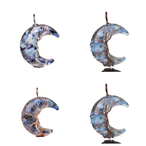 Mode 7 Chakra Mond Anhänger Energie Kristall Halbmond Harz Edelstein Schmuck - Bild 19 von 22