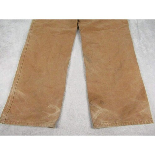 Carhartt Pants Mens 40x34 Brown Dungaree Duck Flannel Lined Utility Distressing - Picture 13 of 16
