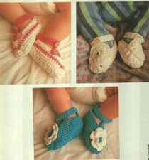ON YOUR TOES 3 BABY BOOTIES DIGEST SIZE CROCHET PATTERN INSTRUCTIONS