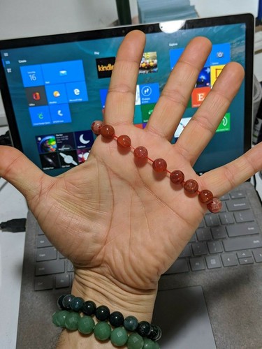 Red Crackled Agate bead bracelet for MEN Stretch 10mm 7, 7.5, 8, or 8.5 inch - Picture 5 of 9