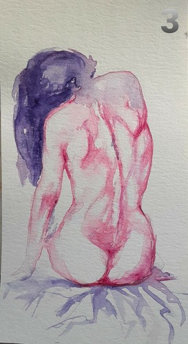 Women art Nude Female figure,nature lover bestgift,original watercolor painting - Picture 2 of 8