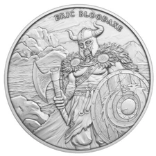1 Troy oz Eric Bloodaxe Design .999 Fine Silver Round :