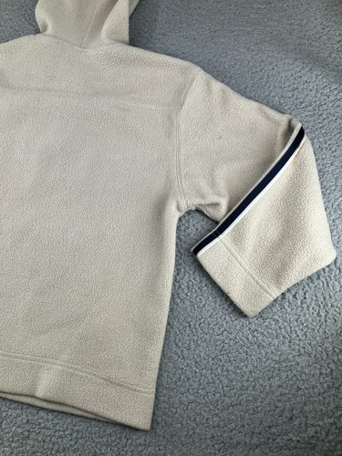 Old Navy Hoodie Boys 8 Beige Sherpa Fleece Y2K Heavyweight Spell Out Logo - Picture 20 of 23