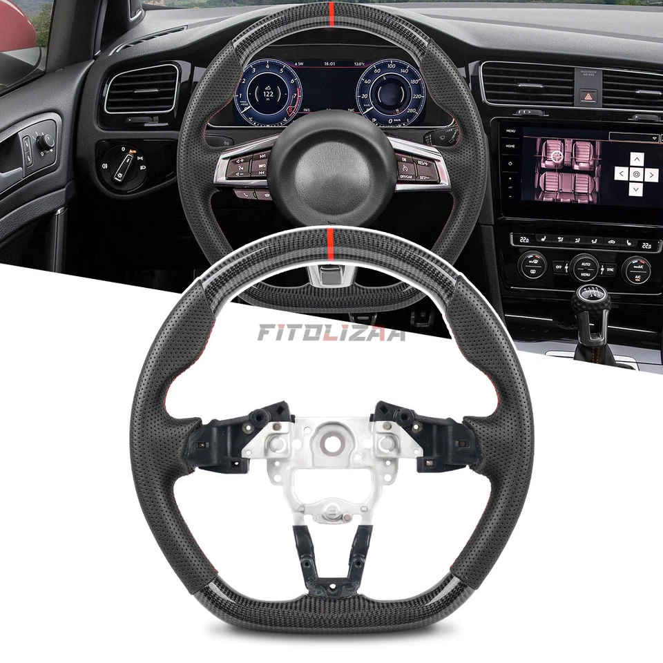 Руль из углеродного волокна для Mazda MX-5 Miata MX5 ND 2015-2024 кожаные ручки - Изображение 2 из 4