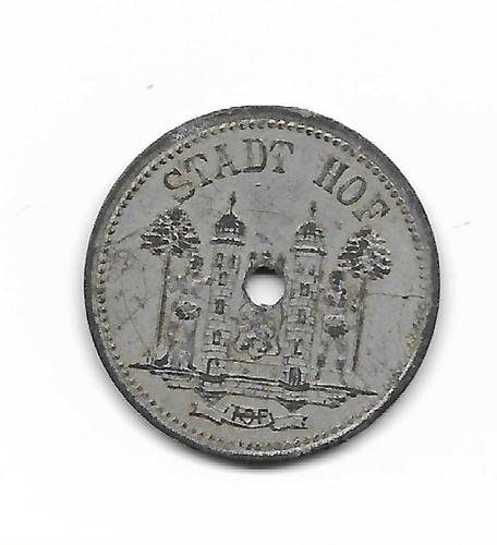 Wertmarke " Kleingeldersatzmarke " 50 Pfennige Stadt HOF 1918 Original - Bild 2 von 2