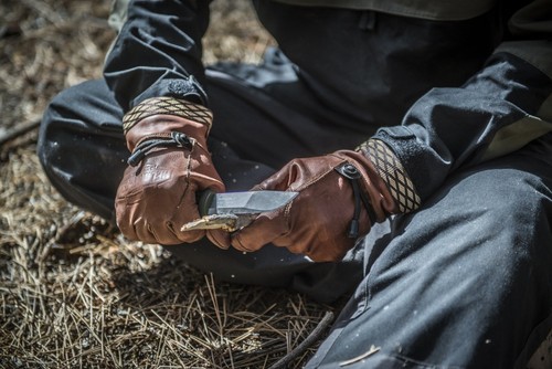 Helikon-tex woodcrafter gloves brown bushcraft leather gloves + carabiner - Picture 16 of 20