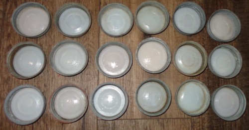 18 ALTE VINTAGE KUGEL METALL ZINKDECKEL DECKEL FÜR EINMACHGLAS OBSTGLÄSER GEBEIZT - Bild 5 von 7