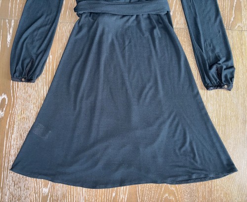 298 $ Joie schwarz Bambus Jersey Wickelkleid LBD Satinbesatz Ausschnitt ARBEIT/SPIEL XS S - Bild 19 von 20