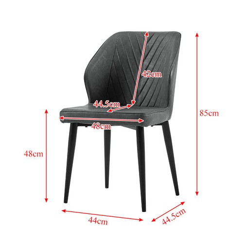 Set of 2 Dining Chairs Faux Leather Padded Metal Legs Easy Care Restaurant Chair - Picture 63 of 75