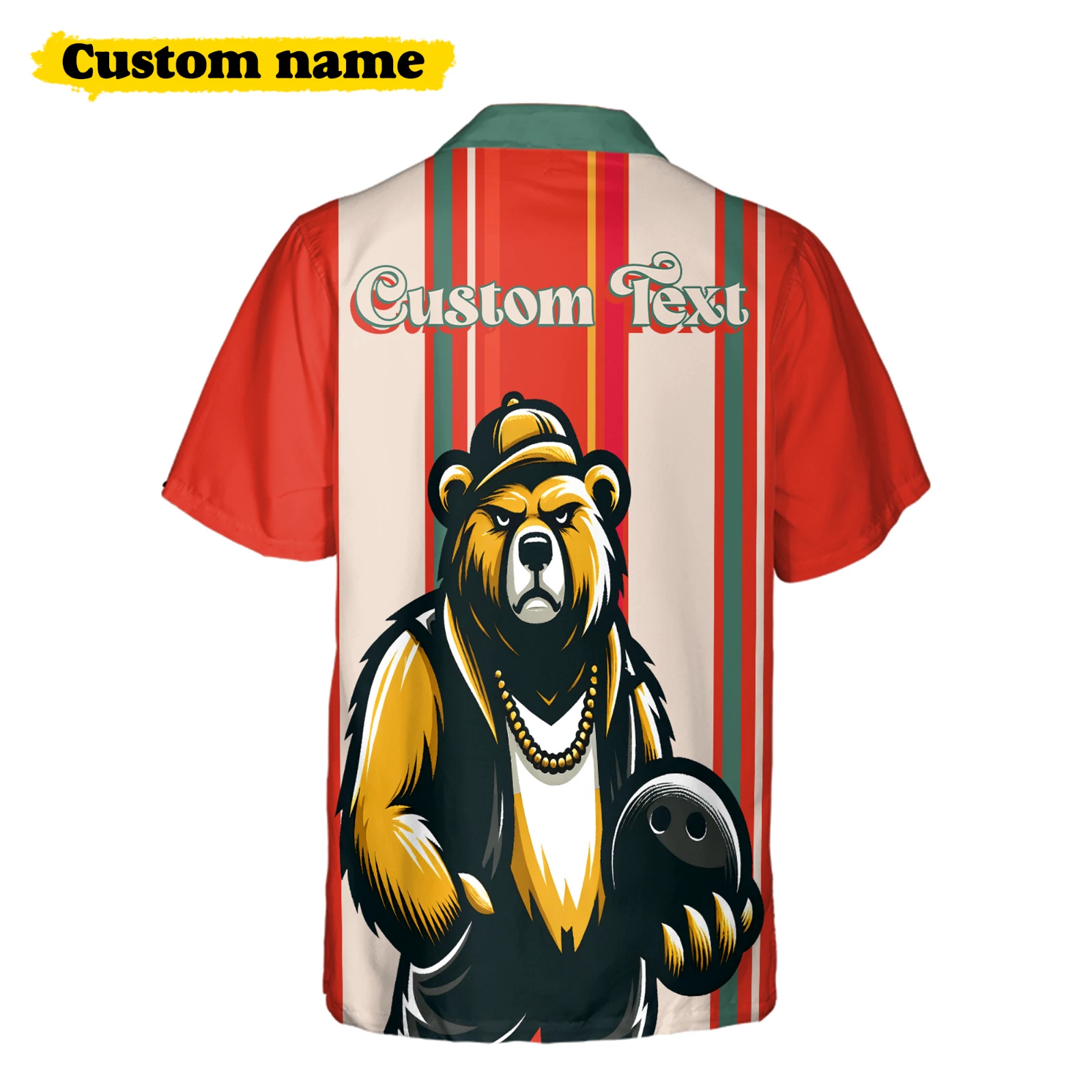 Custom Bowling Shirt For Men, Grizzly Bear Personalize Name Hawaiian Shirt