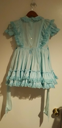 VTG Betty Oden Girl Dress Frilly Lace Powder Blue Full Skirt Crinoline USA - Picture 2 of 8
