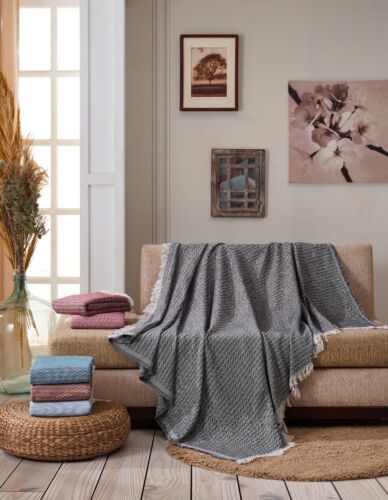 TURKISH COTON 100% TROW BLANKET 180 X 220 BLACK - Picture 2 of 12
