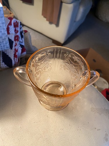 Vintage Pink Mcbeth Sugar Bowl In The Sweetheart Pattern - Picture 2 of 4